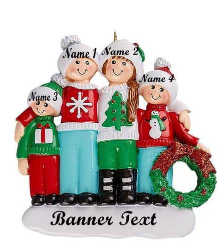 Christmas Jumper Family 4 Christmas Ornament