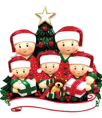 Opening Presents (family of 5) Christmas Ornament