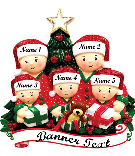 Opening Presents (family of 5) Christmas Ornament