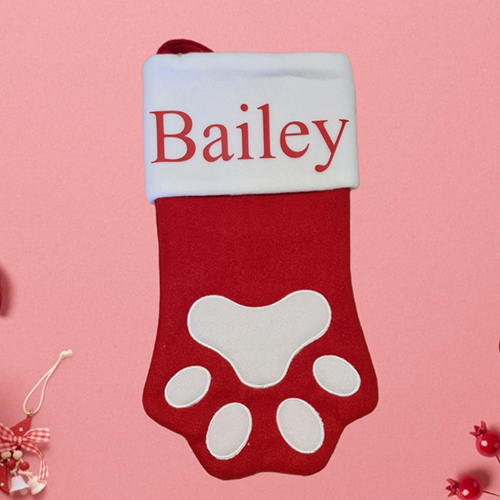 Personalised Red Paw Christmas Stocking