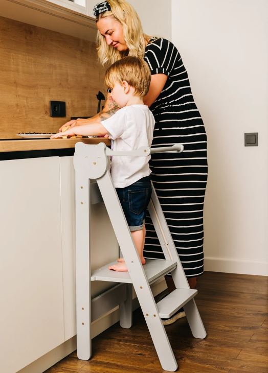 Grey Folding Kitchen Helper Step Stool